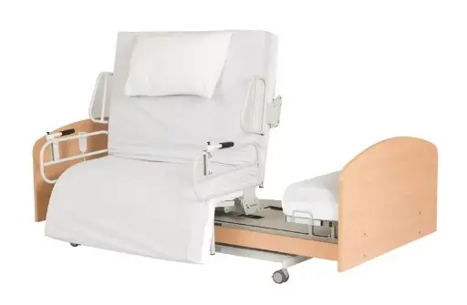 Morecare Wooden Electric Hi-Low Medical Home Care Bed with Rotating Function for Elderly Patients (Coral)
